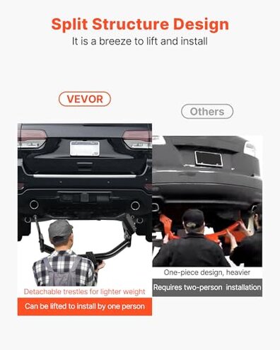 VEVOR Class 3 Trailer Hitch, 2-Inch Receiver, Compatible with 2011-2021 Jeep Grand Cherokee, Q345B Steel Tube Frame, Multi-Fit Hitch to Receive Ball Mount, Cargo Carrier, Bike Rack, Tow Hook, Black
