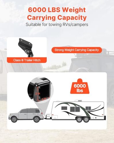 VEVOR Class 3 Trailer Hitch, 2-Inch Receiver, Compatible with 2011-2021 Jeep Grand Cherokee, Q345B Steel Tube Frame, Multi-Fit Hitch to Receive Ball Mount, Cargo Carrier, Bike Rack, Tow Hook, Black