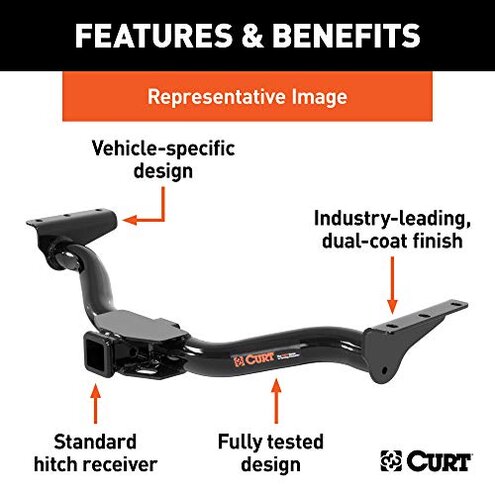 CURT 13591 Class 3 Trailer Hitch, 2-Inch Receiver, Fits Select Chevy Equinox, GMC Terrain, Pontiac Torrent, Saturn Vue