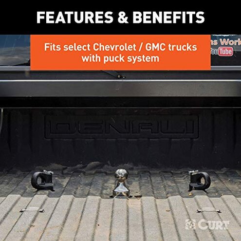 CURT 60639 Puck System Gooseneck Hitch Kit, Fits Select Chevy, Ford, GMC, Nissan Trucks, 38,000 lbs. GTW, 2-5/16-Inch Ball, Pucks Required