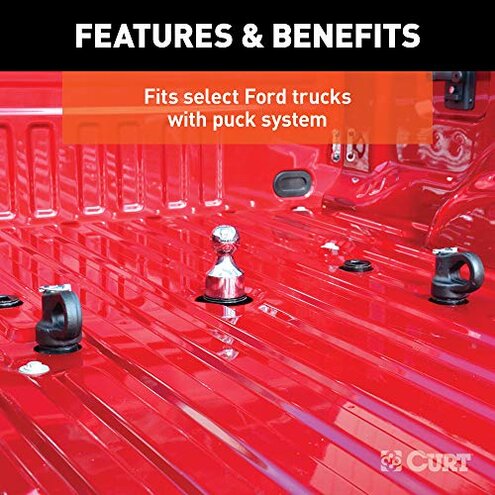 CURT 60639 Puck System Gooseneck Hitch Kit, Fits Select Chevy, Ford, GMC, Nissan Trucks, 38,000 lbs. GTW, 2-5/16-Inch Ball, Pucks Required