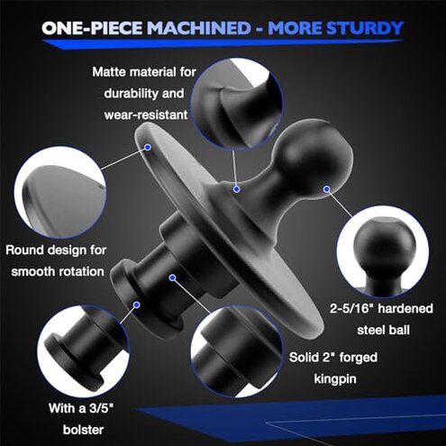 Misakomo Fifth Wheel to Gooseneck Adapter 2085295 - Kingpin to 2-5/16 Inch Ball With 30,000lbs Max Load Capacity - For Tractor and Trailer - Black