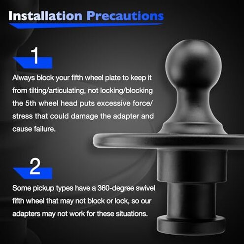 Misakomo Fifth Wheel to Gooseneck Adapter 2085295 - Kingpin to 2-5/16 Inch Ball With 30,000lbs Max Load Capacity - For Tractor and Trailer - Black