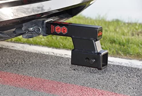 TOPTOW Trailer Receiver Hitch Extender Adapter 4" Drop/Riser, 8" and 10" Extension Length, 2" Shank, 7500lbs Towing Capacity, Matte Black&hellip;