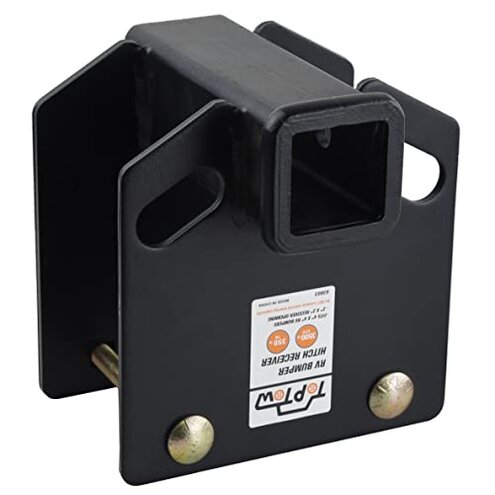 TOPTOW 63803 RV Bumper Hitch Receiver 2 inch Adapter Openning 3500 LBS Capacity Fits for 4 inch X 4 inch Square RV Rear Bumpers