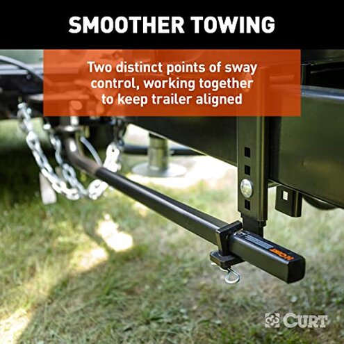 CURT 17601 TruTrack 2P Round Bar Weight Distribution Hitch with 2X Sway Control, Up to 10K, 2-in Shank, 2-5/16-Inch Ball