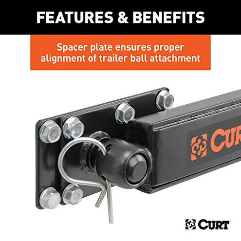 CURT 17062 Round Bar Weight Distribution Hitch with Integrated Lubrication and Sway Control, Up to 10K, 2-in Shank, 2-5/16-Inch Ball