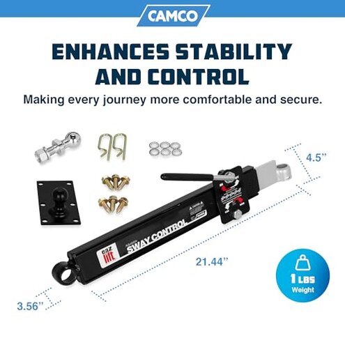 Camco Eaz-Lift Camper/RV Adjustable Sway Control | Features On/Off Control & Double Friction Pads Provide Constant Sway Reduction | Attaches & Detaches Quickly for RV Storage and Organization (48380)