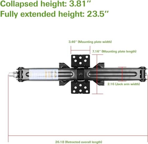 Kohree 7500lbs RV Stabilizer Leveling Scissor Jacks 24" for Travel Trailer Camper, Set of 2, Heavy Duty RV Stabilizer Jacks Kit with Crank Handle and Drill Bit, Black