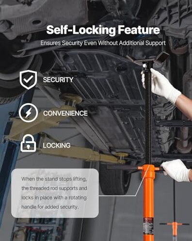 VEVOR Underhoist Support Stand, 3/4 Ton Capacity Under Hoist Jack Stand, Lifting from 52.8 to 76 in, Self-Locking Threaded Screw, Bearing Mounted Spin Handle Pole Jack, Support Vehicle Components