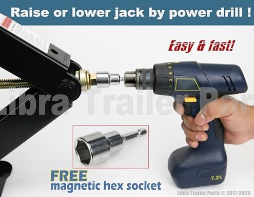 LIBRA Set 4 24" 6000lbs RV Trailer Camper Stabilizer Leveling Scissor Jacks w/Dual Power Drill sockets & mounting Hardware Set