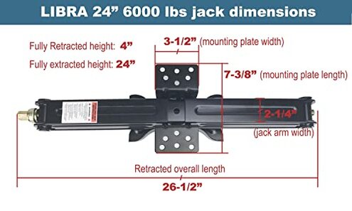 LIBRA Set 4 24" 6000lbs RV Trailer Camper Stabilizer Leveling Scissor Jacks w/Dual Power Drill sockets & mounting Hardware Set
