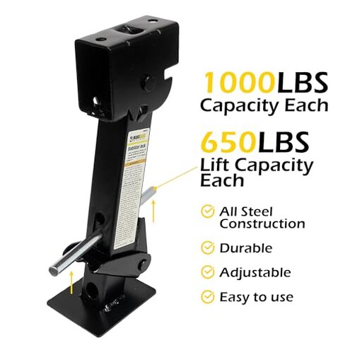 Class A Customs | 2 Pack Long 1,000 lb. Capacity RV Cargo Trailer Telescoping Swing Down Jacks 16" - 22.5" Extended 1319410-1622-2PK