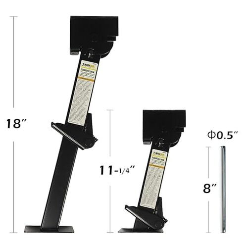 Class A Customs | 2 Pack Long 1,000 lb. Capacity RV Cargo Trailer Telescoping Swing Down Jacks 16" - 22.5" Extended 1319410-1622-2PK