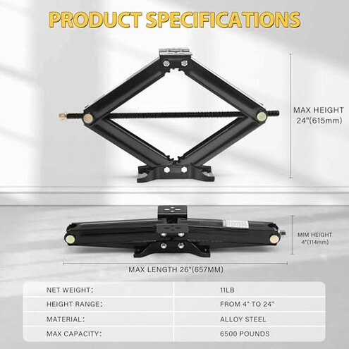 Pafessa RV Scissor Jack Stabilizer 6500lb Heavy Duty 24" RV Trailer Stabilizer Leveling Scissor Jack for RV Camper with Crank Handle - 4Pack
