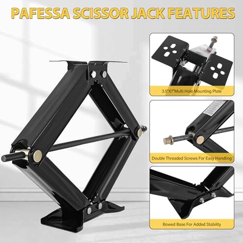 Pafessa RV Scissor Jack Stabilizer 6500lb Heavy Duty 24" RV Trailer Stabilizer Leveling Scissor Jack for RV Camper with Crank Handle - 4Pack