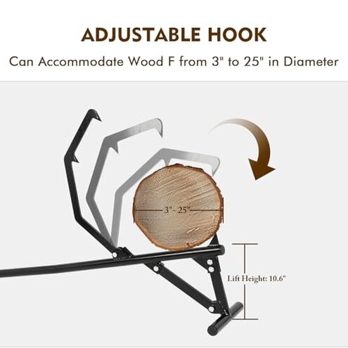 GarveeLife 51 in Timberjack, Adjustable Log Lifter, Heavy Duty Steel Log Roller Cant Hook Tool with 11 in Non-Slip Grip Handle, Logging Tool for Rolling and Raising Up The Logs, Red