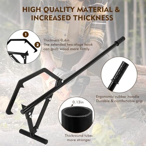 GarveeLife 51 in Timberjack, Adjustable Log Lifter, Heavy Duty Steel Log Roller Cant Hook Tool with 11 in Non-Slip Grip Handle, Logging Tool for Rolling and Raising Up The Logs, Red