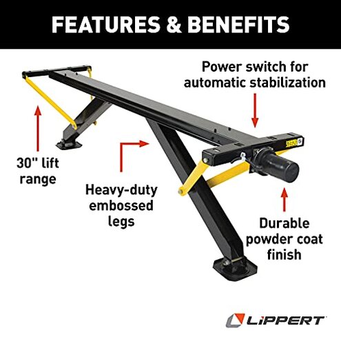 Lippert PSX1 High-Speed RV Power Stabilizer Jack System, Black Waterproof Switch Kit, Automatic Adjustment, Heavy-Gauge Powder-Coated Steel Frame, Up to 30" Extension - 298707