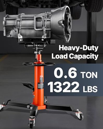 VEVOR Transmission Jack, 1322 LBS Hydraulic Telescoping Transmission Jack, 32"-67" High Lift Transmission Jack Stand with Foot Pedal, 360° Swivel Wheel