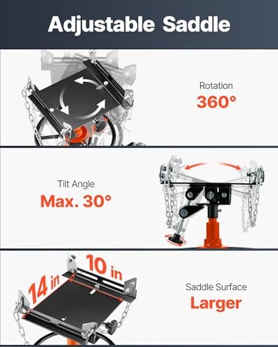 VEVOR Transmission Jack, 1322 LBS Hydraulic Telescoping Transmission Jack, 32"-67" High Lift Transmission Jack Stand with Foot Pedal, 360° Swivel Wheel