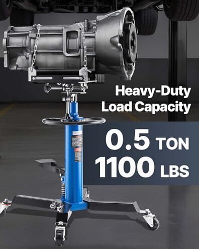 VEVOR Transmission Jack, 33"-67" High Lift, 1100 lbs Hydraulic Telescoping Transmission Jack, 2-Stage Transmission Stand 1/2 Ton Capacity with Foot Pedal, 360&deg; Swivel Wheel, Garage/Shop Lift Hoist