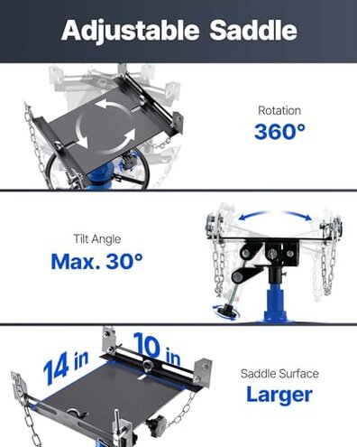 VEVOR Transmission Jack, 33"-67" High Lift, 1100 lbs Hydraulic Telescoping Transmission Jack, 2-Stage Transmission Stand 1/2 Ton Capacity with Foot Pedal, 360&deg; Swivel Wheel, Garage/Shop Lift Hoist