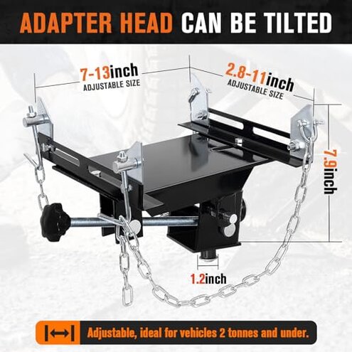 Transmission Jack Adapter for Cars and Trucks, with Capacity of 1100 lbs/0.5 T Loading Gearbox Removal Adaptor for Hydraulic Floor Jack Conversion with 1-1/5&rdquo; Removable Saddle Shaft