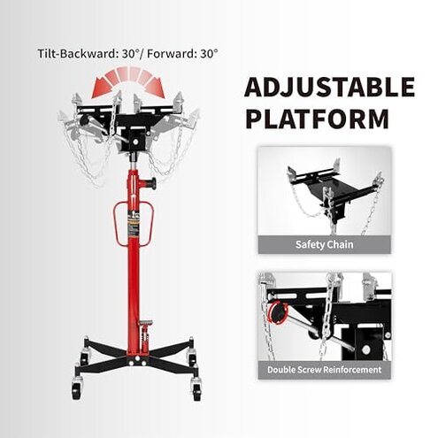 0.75 Ton (1660 lbs) Hydraulic Telescoping Transmission Jack with 360° Swivel Wheels, Foldable Foot Pedal, Adjustable Garage/Shop Lift Hoist for Auto Repair & Vehicle Maintenance