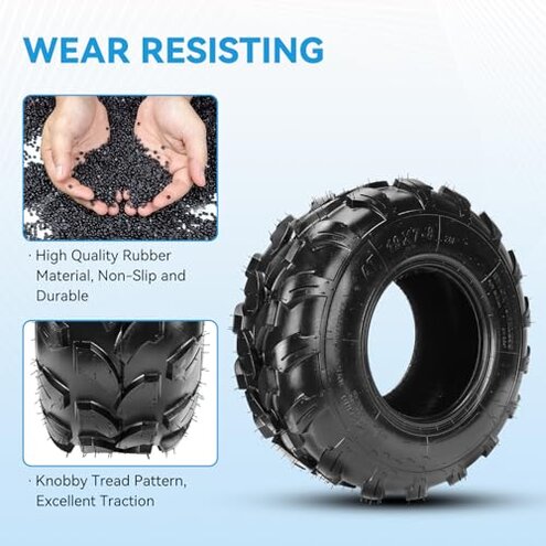 EOPOAYI 19x7-8 Tire 19x7x8 Street Tubeless Compatible with Coleman Mini Bike CT200U BT200X Baja Warrior MB165 MB200 Axis M200 Coolster 110cc 125cc ATV UTV Quad 4 Wheeler Go Kart Replacement Parts 4PR