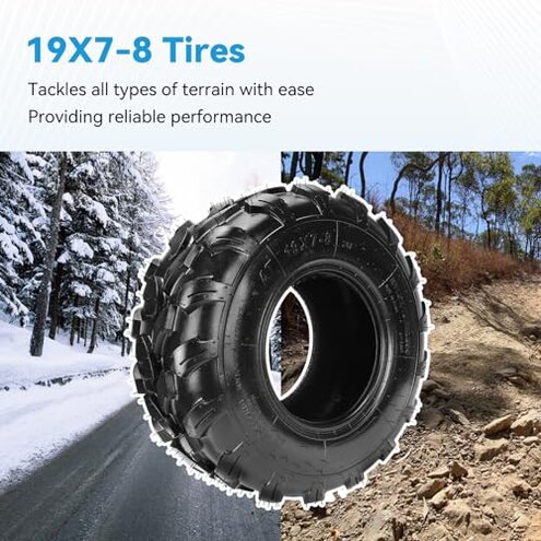EOPOAYI 19x7-8 Tire 19x7x8 Street Tubeless Compatible with Coleman Mini Bike CT200U BT200X Baja Warrior MB165 MB200 Axis M200 Coolster 110cc 125cc ATV UTV Quad 4 Wheeler Go Kart Replacement Parts 4PR
