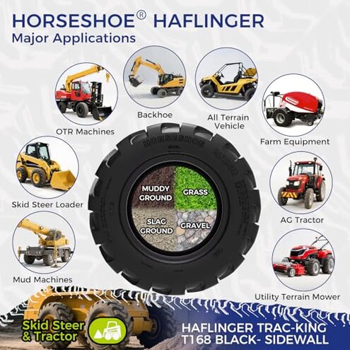 HORSESHOE (4-Pack) 10-16.5 14PLY Skid Steer Loader Tractor Tubeless Tires w/Rim-Guard-Wall Heavy Duty G Load 10x16.5 NHS R-4 L2/G2 T168