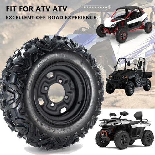 25x10-12 Atv Tires, 25x10x12 All Terrain ATV Tires for All Trail Tire, 25 10 12 Sand Off-Road Tire, 6PR, 4+3 Offset, 4x137 Bolt Pattern, 2 Pack