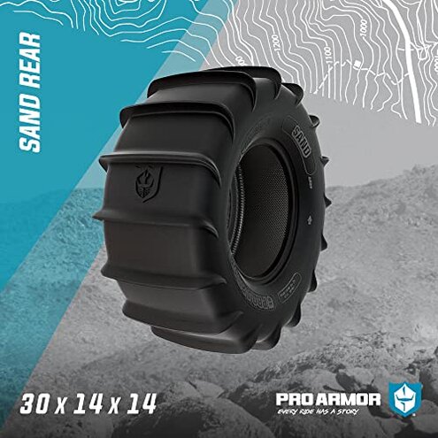 Pro Armor T301414SA Sand Rear UTV Tire 30x14 R14 4-Ply 16-Paddle for RZR Ranger Maverick, Black