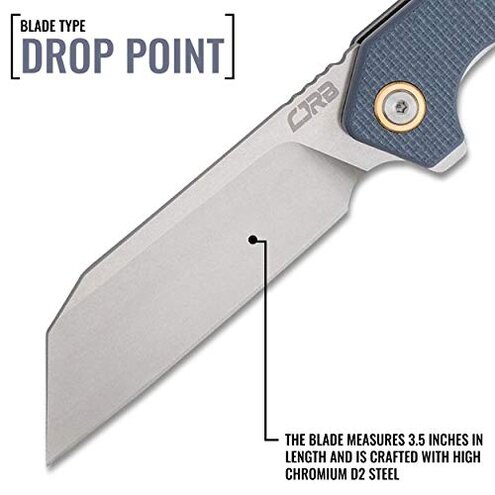 CJRB Rampart Folding Pocket Knife with Clip, Liner Lock, 3.5 Inch Drop Point Blade, Gray G10 Handle