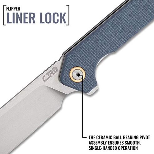CJRB Rampart Folding Pocket Knife with Clip, Liner Lock, 3.5 Inch Drop Point Blade, Gray G10 Handle