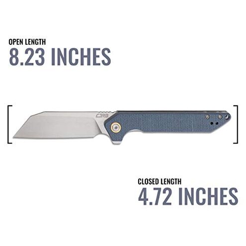 CJRB Rampart Folding Pocket Knife with Clip, Liner Lock, 3.5 Inch Drop Point Blade, Gray G10 Handle