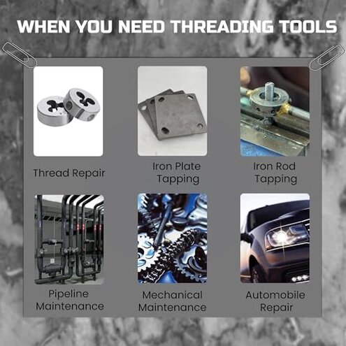 Anfrere 40pcs Metric Tap and Die Set, Metric Standard Rethreading Tool Kit, Coarse and Fine Threads for Cutting External and Internal Threads, Essential Repair Tool Kit with Thread Wrench