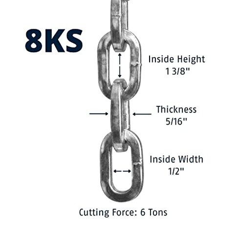 ABUS Hardened Steel 8KS 10 Foot x 5/16" Thick Square Security Chain for Bikes, Containers, Trailers, ATV, Motorcycles and Personal/Industrial Property