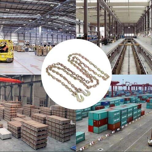 Hilitand Chain, 10ft 1/4in Grade 70, 2200 Pound Safe Working Load, 2 Hooks, Standard Duty Transport Tow Chain