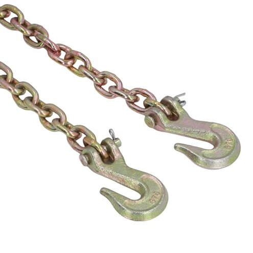 Hilitand Chain, 10ft 1/4in Grade 70, 2200 Pound Safe Working Load, 2 Hooks, Standard Duty Transport Tow Chain