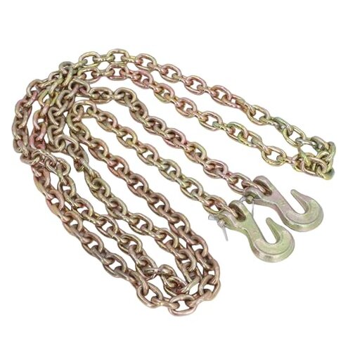 Hilitand Chain, 10ft 1/4in Grade 70, 2200 Pound Safe Working Load, 2 Hooks, Standard Duty Transport Tow Chain
