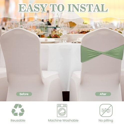 CHENGU 100 Pcs Spandex Chair Sashes Plain Bow Wedding Royal Chair Bands Without Buckle Birthday Decorations Elastic Ties Spandex Slider Sashes for Events Party Ceremony