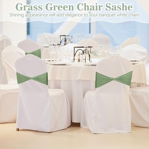 CHENGU 100 Pcs Spandex Chair Sashes Plain Bow Wedding Royal Chair Bands Without Buckle Birthday Decorations Elastic Ties Spandex Slider Sashes for Events Party Ceremony