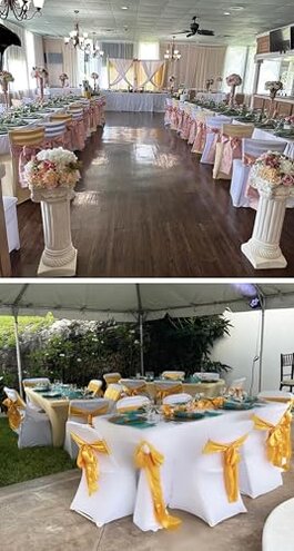 WENSINL Pack of 50 Wedding Satin Chair Sashes Gold Bows 7x108inch Ribbon Fabric Bands for Banquet Party Hotel Restaurant Ceremony Event Chairs Knots Ties Decorations - Gold, 50PCS