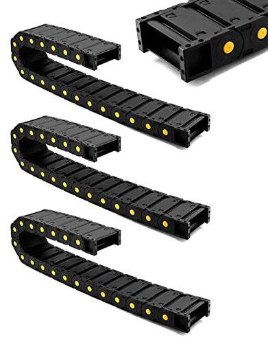 QWORK Plastic Nested Semi Open Cable Drag Chain, Flexible Enclosed Twist Chains, 4 Pack Wire Carrier Toughness Closed Chain for 3D Printer Parts CNC 3D Electrical Machines Router Mill, 25 x 77mm
