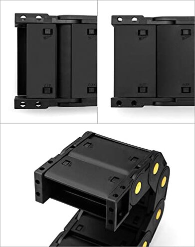 QWORK Plastic Nested Semi Open Cable Drag Chain, Flexible Enclosed Twist Chains, 4 Pack Wire Carrier Toughness Closed Chain for 3D Printer Parts CNC 3D Electrical Machines Router Mill, 25 x 77mm