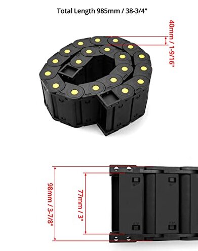 QWORK Plastic Nested Semi Open Cable Drag Chain, Flexible Enclosed Twist Chains, 4 Pack Wire Carrier Toughness Closed Chain for 3D Printer Parts CNC 3D Electrical Machines Router Mill, 25 x 77mm