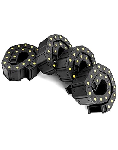 QWORK Plastic Nested Semi Open Cable Drag Chain, Flexible Enclosed Twist Chains, 4 Pack Wire Carrier Toughness Closed Chain for 3D Printer Parts CNC 3D Electrical Machines Router Mill, 25 x 77mm