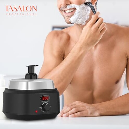 TASALON New Upgrade Professional Hot Lather Machine for Shaving - 850ml Large Capacity Shaving Heater Foam Maker with Digital Temperature Display and 2 pumps, Home Use, Salon, and Barber Shops